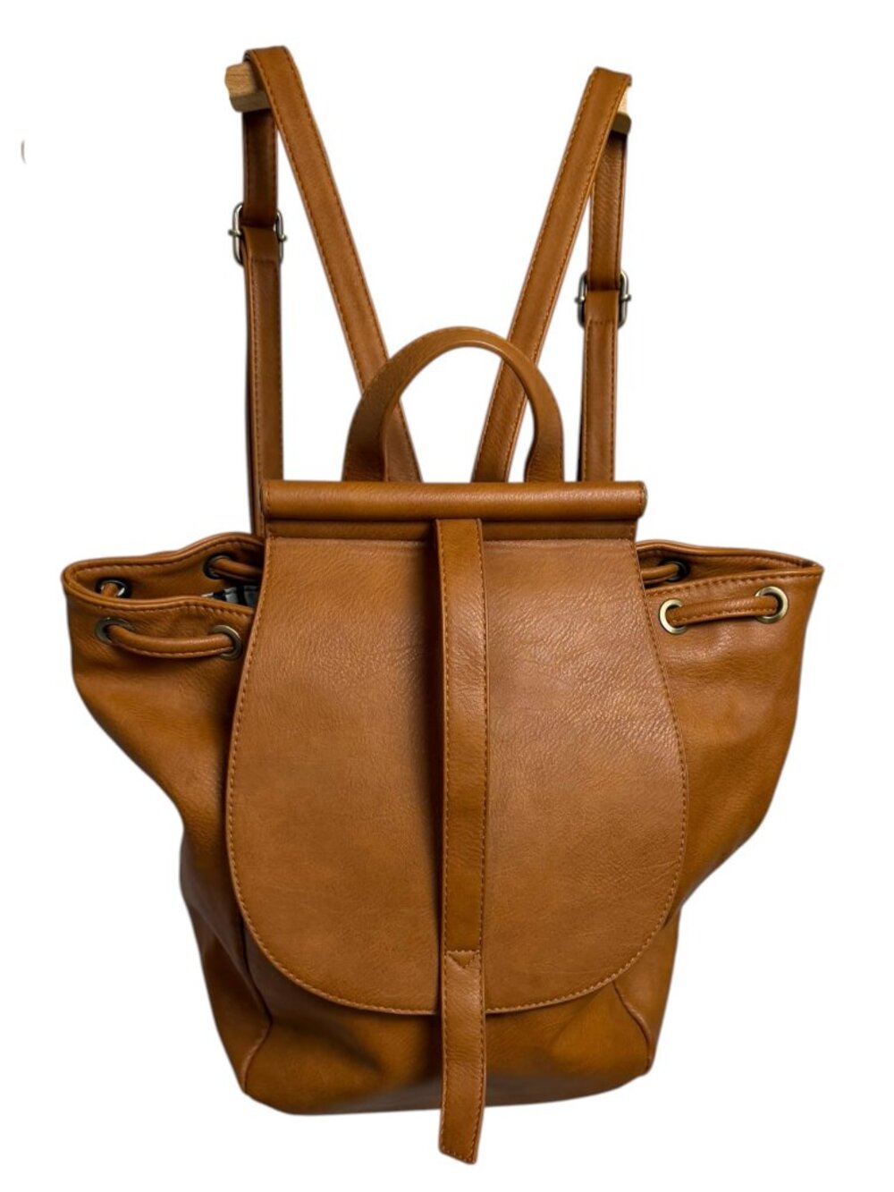 Antik Kraft Cognac Brown Backpack Purse Drawstring Flap Boho Adjustable Straps